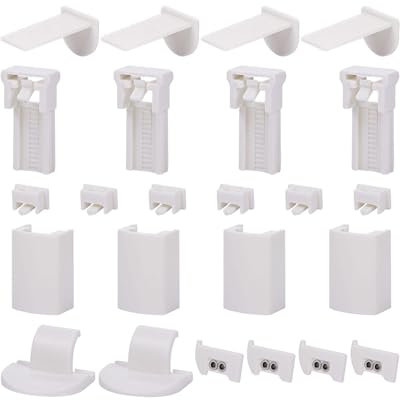 KGDUYC 24-teiliges Zubehör-Set für plissee-Vorhänge, plissierter Ersatz ohne Bohren,installation ohne Bohren