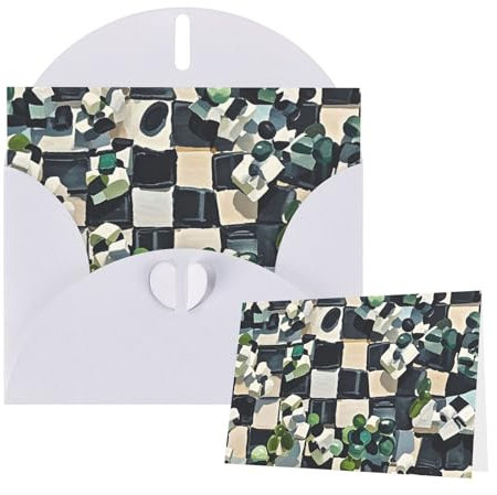 PMQAGNKSMQ Grußkarten, 20,3 x 15,2 cm, Blanko-Notizkarten, schwarz-weiß kariert, Grußkarte, faltbar, blanko, Grußkarten mit Umschlägen, Dankeskarte, Blanko-Karte für alle Anlässe