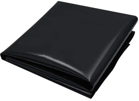 Teodute 6x8m Teichfolie, Schwarz HDPE Teichfolien Schwerlast, Dichtungsfolie Teichmembran für Fischteiche, Brunnen, Wassergarten und Wasserfall