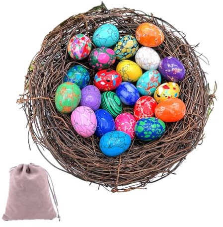 Knubbuf Easter Decorative Eggs, Crystal Easter Eggs, Ostereier Pastellfarben, Deko-Ostereier Aus Glas, Natürlicher Polierter Stein, zum Selbermachen und Als Osterdekoration (Zufällige 20 Artikel)