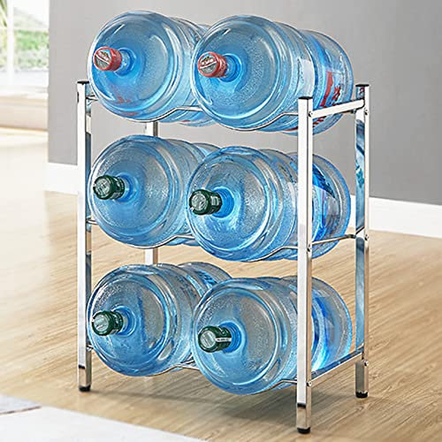 Bucket Storage Rack, Water Bottle Storage Rack Water Cooler Jug Holder Shelf, 5 Gallon Water Bottle Dispenser Storage Organizer Tray Rack, Heavy Duty Stainless Steel Beverage Rack Water Jug R ( 6