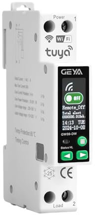 GEYA Disyuntor inteligente TUYA WIFI Interruptor de control remoto inalámbrico para el hogar inteligente 1A~63A ajustable 90V~240V (GWS9-DW Pantalla LCD)