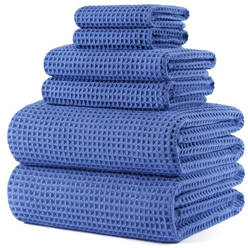 Polyte 6er Set Badetücher Mikrofaser Waffel Schnelltrocknend 430 GSM