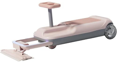 JMOUZHG Cleaning Go Kart for Kids,Ride On Mop Floor Cleaner Go Carts,with Bearing Steering Rod, Glowing Wheels (Purple pinkSingleDrive)