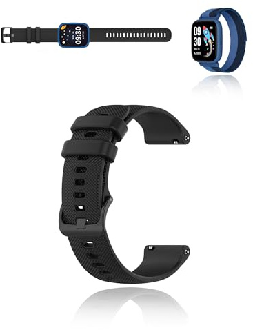 Armband für BIGGERFIVE Kids Smart Watch 1.8, yystao Silikon Uhrenarmband Kompatibel mit BIGGERFIVE SmartWatch 1.8, Hautfreundlich Smartwatch Ersatzband 22MM (Schwarz)