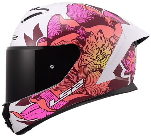 LS2, Integraler Motorradhelm RAPID III POPPIES II White Pink, XL