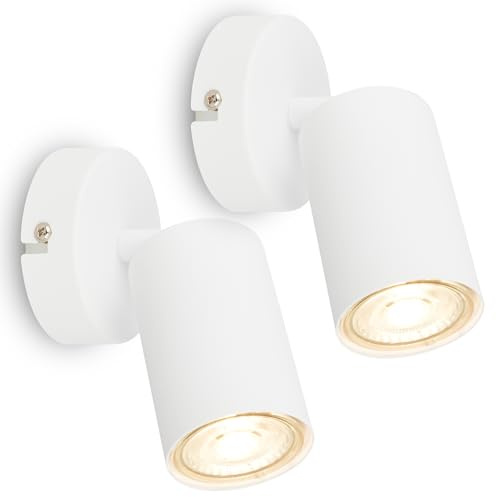BRILONER - 2er-Set Wandleuchten innen schwenkbar, GU10 Fassung, max. 9 W, Leselampe, Wohnzimmerlampe, Lampe, Wandlampe, Küchenlampe, Flurlampe, Schlafzimmer, Wandbeleuchtung, 8x15,5 cm, Weiß