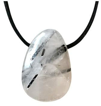 Steinfixx Turmalinquarz Anhänger Tropfen - Edelstein Kette mit 80 cm Wildlederband & Geschenkbox - Schwarzer Turmalin Quarz Schutzstein aus Brasilien