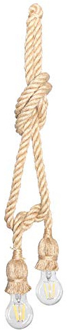 Ejoyous Lámpara Colgante Vintage E27 de 1,5 M, Lámpara de Techo de Cuerda de Cáñamo con Estilo Retro y Color Natural, para Decoración de Salón, Cafetería y Bar (1,5 metros 2 cabezas)
