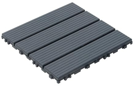 Confezione da 44 Piastrelle per Pavimentazione Esterna Ad Incastro - 30x30 Cm, Impermeabili, Ideali per Balconi, Verande, Giardini E Bordi Piscina - Superficie Dark Grey Texture