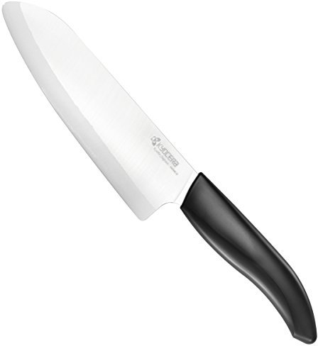 Kyocera Couteau en céramique, couteau Santoku, lame 16 cm, lame en céramique zircone, meulée à la main, extrêmement tranchante, va au lave-vaisselle