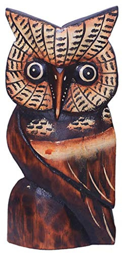 Kunsthandwerk Asien Eule Athene aus Albesia-Holz, Tierfigur in verschiedenen Größen, Holz-Figur, Deko-Figur, (ca. 15 cm)