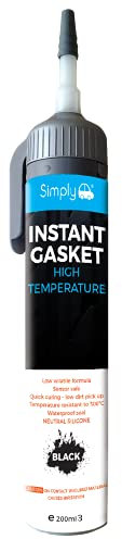 Simply SR-005 Black High Temperature Instant Gasket - Resistant to 300 Degrees- Low Volatile Formula - Waterproof Seal - Sensor Safe
