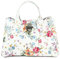 Belli Echt Leder Handtasche italienische Damen Ledertasche Umhängetasche Henkeltasche in weiß mit Blumenmuster - 36x25x18 cm (B x H x T)