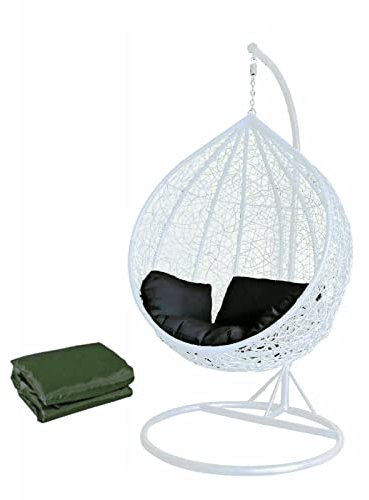 dirty pro tools™ White Colour Rattan Swing Egg Chair Outdoor Garden Patio Hanging Wicker Weave Furniture