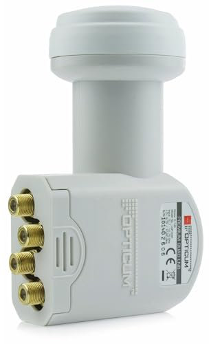 RED OPTICUM LQP 04H Quad LNB I Digital-LNB 4-Fach mit nur 0.1dB Rauschmaß und ausziehbarem Wetterschutz I Full HD - 3D - UHD - 4K Ready I Sat-LNB für 4 Teilnehmer zum Direktanschluss