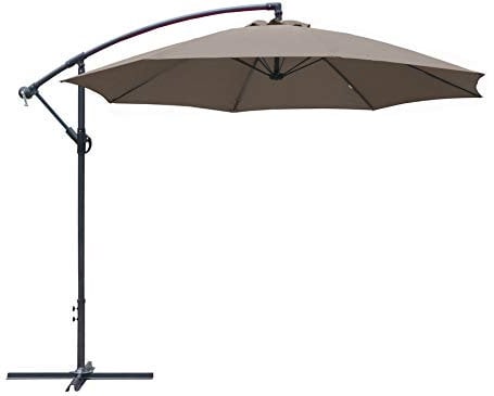 Parasol rond déporté inclinable avec pied en croix