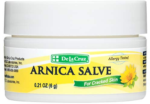 Arnica Salve for Cracked Skin, 0.21 oz (6 g), De La Cruz | Foot, Heel, Hand, Elbow, Body Moisturizer, Allergy Tested, 24 hour Moisture, Arnica Montana, Made in USA, Travel Size