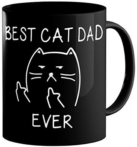 Cortunex Funny Cat Lover Gifts Black Coffee Mug, 11 oz, Ceramic, for Dad, Birthday, Father's Day