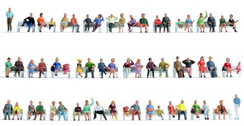 NOCH® Mega-Spar-Set „Sitzende“, 60 handbemalte Figuren, ideal für Spur N
