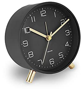 Karlsson Wecker Lofty - Schwarz - Ø11cm - Rund - Eisen - Wecker für Schlafzimmer