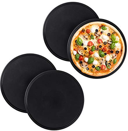 Relaxdays 20x Teglia per Pizza, Set, Rotonda, Forata, Antiaderente, per Crostate, Acciaio al Carbonio, ∅ 32 cm, Grigio