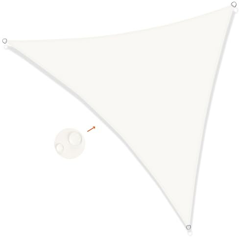 SUNNY GUARD Vela ombreggiante Impermeabile 3.6x3.6x3.6m Tenda a Vela Triangolare,Tenda da Sole per Esterno Protezione Raggi UV per Giardino Esterno terrazza, Crema