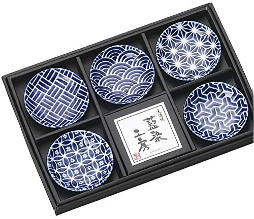 Mino Ware Aizome Kobo Edo Komon kleiner Teller Set Hergestellt in Japan