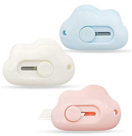 AKOAK 3 Pcs Cloud Shaped Mini Art Cutter, Portable, Suitable for Cutting Envelopes, Food Bags, Plastic Bags, Express Unpacking, Manual Cutting Paper, etc