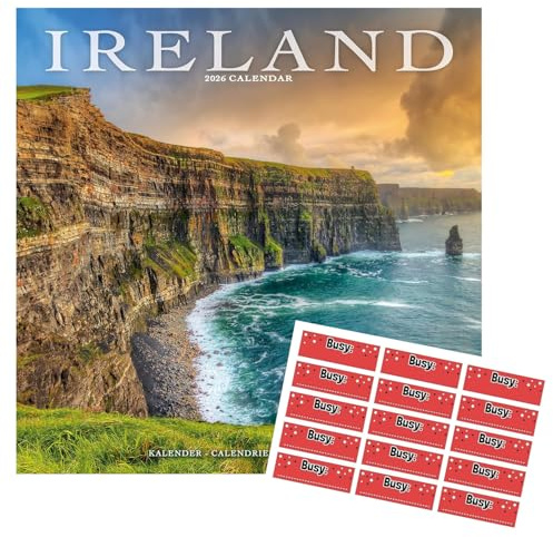 Irland Kalender 2026 | Quadratischer Wandkalender | 16 Monate | Mit Organisationsaufklebern