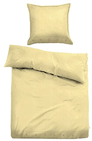 TOM TAILOR 0500500 Bettwäsche Garnitur mit Kopfkissenbezug Leinen Natural Colors 1x 135x200 cm + 1x 80x80 cm + 1x 40x40 cm lemon