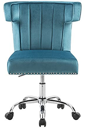 WOEOA Computerstuhl Drehstuhl Anstar-Fußkreuz, drehbar, stufenlos höhenverstellbar, Home-Office-Stuhl, Besucherstuhl, Home-Office-Stuhl, perfekt für Mädchen und Bürodamen. (Blue)