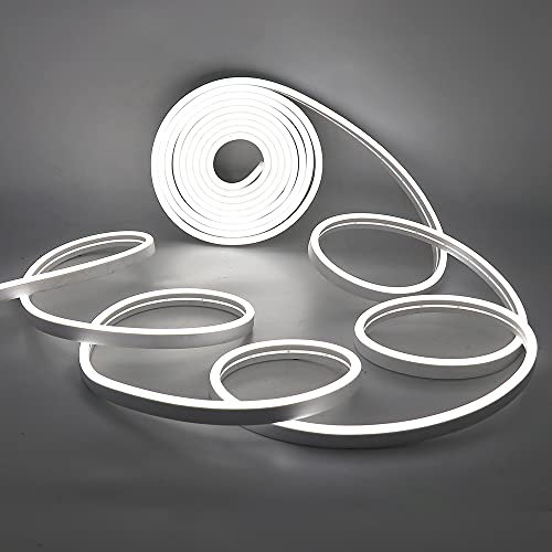 XUNATA Luz de Neón Regulable, Tira de LED Flexible con Interruptor de Atenuación Táctil, Lemas de Bricolaje, Símbolo de Anuncios Comerciales, iluminación de Terrazas (Blanco, 5m)