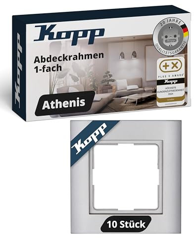 Kopp ATHENIS 1-fach Abdeckrahmen in Stahlfarben - 10 Stück - 86 x 86 x 9,5 mm - Rahmen für Steckdosen & Schalter - Eleganter Steckdosenrahmen aus mattem Kunststoff - Hochwertiger Lichtschalter-Rahmen