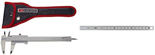 FACOM Pied à coulisse intérieur/extérieur/profondeur 2520.00PB - Bloc inox 2 faces 2 000 mm - Mesureur de dimensions - Acier inoxydable - 0 à 150 mm - Précision environ 0,05 mm