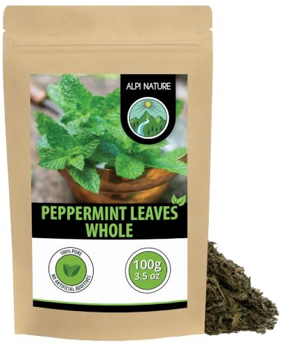 Alpi Nature Menta Piperita Tisana 100g, Foglie Intere di Menta Piperita, Tè Sfuso per Infusi