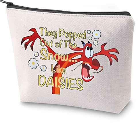 BAUNA Dragon Make-up-Tasche They Like Daisies Mulan Mushu Make-up-Tasche mit Reißverschluss, Motivation, Gänseblümchen