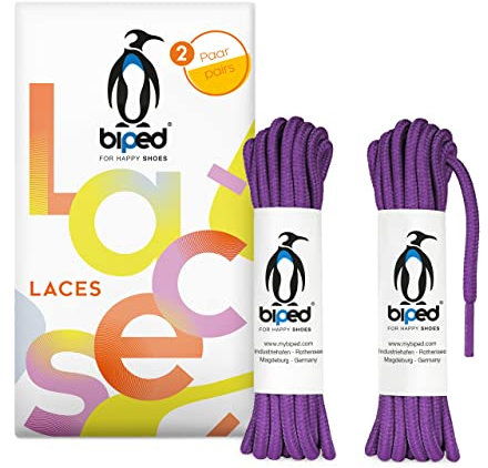 biped LACES 2 paia di lacci antistrappo per scarpe in pelle, stivali, stivali - per scarpe da lavoro, tempo libero e sportive - lacci 100% poliestere, tondi, ø 4 mm z2914(#9 purple,120 cm)