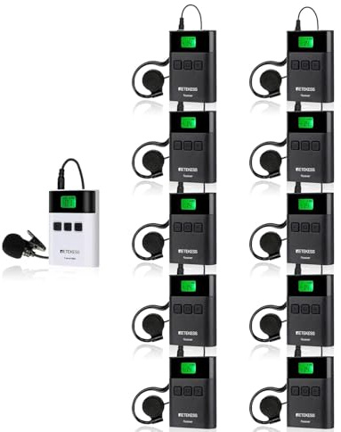 Retekess TT122 Tour Guide System, 2,4G, 150M Audio Guide System für Besucher, Einfach & Basic, Kirchliches Interpretationssystem für Tourismus, Fabrik, (1 Sender 10 Empfänger)