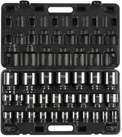 VEVOR Impact Socket Set - 3/4 Inch Drive, 29 Piece, 6-Point Sockets, CR-M0, SAE 3/4 inch - 2-1/2 inch, Storage Cage