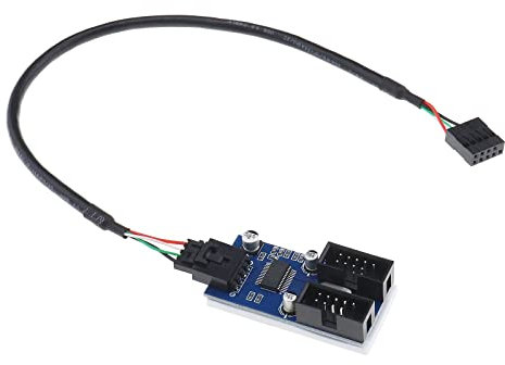 ECSiNG 9 Pin USB 2.0 Splitter 1 Stecker auf 2 Buchse Adapter Motherboard 9 Pin USB Header Multiplier Kompatibel mit Win XP/2003/Vista/2008/Win 7/Win 8/Win10 30cm