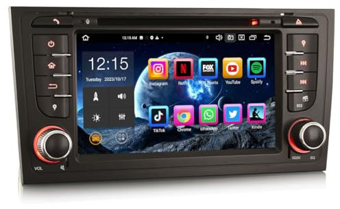 Erisin 7 Zoll 8-Kern 4GB RAM 64GB ROM Android 14 Autoradio Bluetooth GPS Navi CD Player für Audi A6 S6 RS6 Allroad Unterstützt Wireless CarPlay Android Auto DSP WiFi DAB+ Canbus RDS DSP USB
