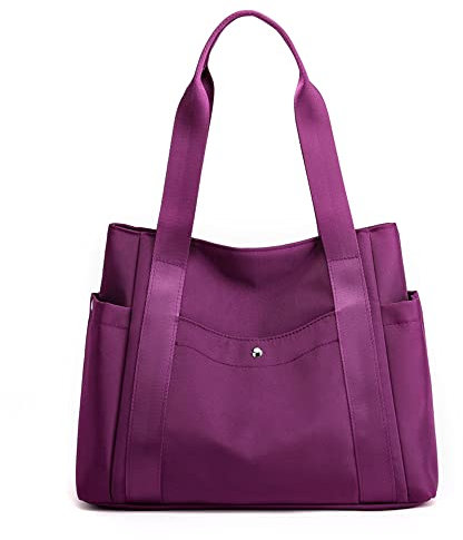 JIANLINST Damen Handtasche Shopper Multi-Pocket Tote Handtasche Henkeltasche Lässige Schultertasche Lila