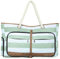 Lekespring Strandtasche Damen Groß Badetasche Wasserdicht mit Reißverschluss, Vielseitiger Damen Shopper Saunatasche Reisetasche Tote Bag für Strand Reisen Einkaufen Sport u.Arbeit (Grüner Gestreift)
