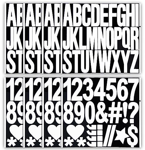 220 Stück / 8 Blatt Selbstklebende Buchstaben mit Zahlen Symbolen, 7,6cm Großbuchstaben Aufkleber Buchstaben zum Aufkleben Scrapbook Buchstaben für Plakatwand Kunsthandwerk Briefkästen (Weiß)