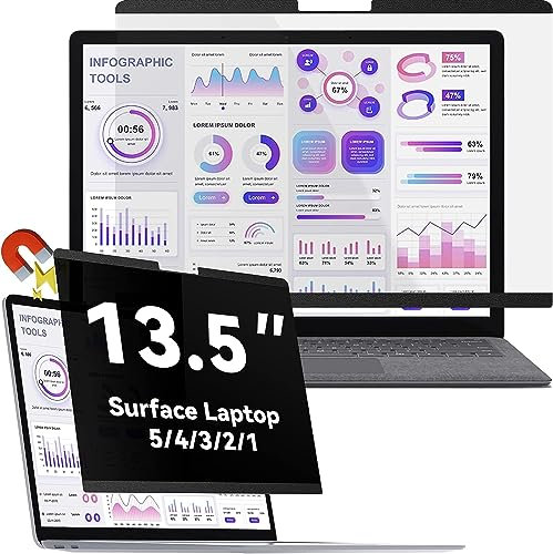 Magnetic Privacy Screen for 13.5 Inch Surface Laptop 5/4/3/2/1 - Removable Anti Glare Blue Light Laptop Privacy Screen Film - Black Security Protector
