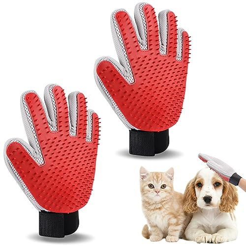Katzenhandschuh, Katzen Handschuhe Fellpflege, 1Paar Sanfte Deshedding Pinsel Handschuh - Effiziente Haustier Haarentferner Mitt - Perfekt für Hund Katze mit langem und kurzem Pelz