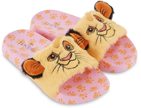 Disney Sandali da donna Lion King, classici Simba Mufasa, Timon e Pumba Slides, Oro rosa., 39 EU