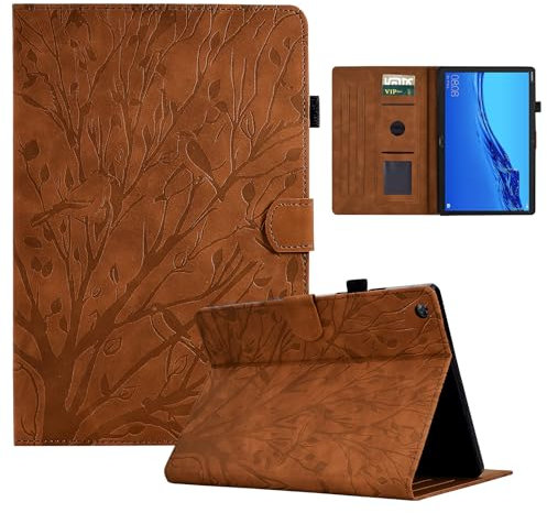 AsWant Leder Hülle Kompatibel mit Huawei Mediapad M5 Lite 10 - PU Leder Ultradünn Schutzhülle Folio Stand für Huawei Mediapad M5 Lite/C5 10.1 Zoll 2018 (Braun)