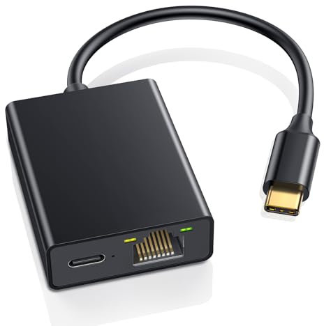 ZEXMTE USB C zu Ethernet Adapter für Chromecast mit Google TV- USB C zu RJ45 Ethernet Netzwerk Adapter, Kompatibel mit Chromecast Google TV (HD/ 4K), Laptop, Tablet - Klebeband im Lieferumfang enthalt